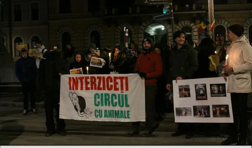 Protest în Cluj-Napoca pentru interzicerea spectacolelor de circ