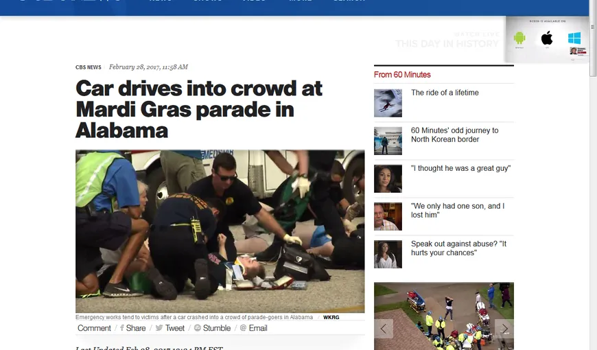 SUA: Un vehicul a lovit un grup de oameni în timpul unei parade. Cel puţin 11 persoane au fost rănite