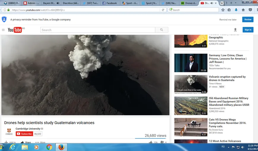 Imagini extraordinare filmate deasupra Vulcanului de Foc. Erupţiile, surprinse de o dronă VIDEO