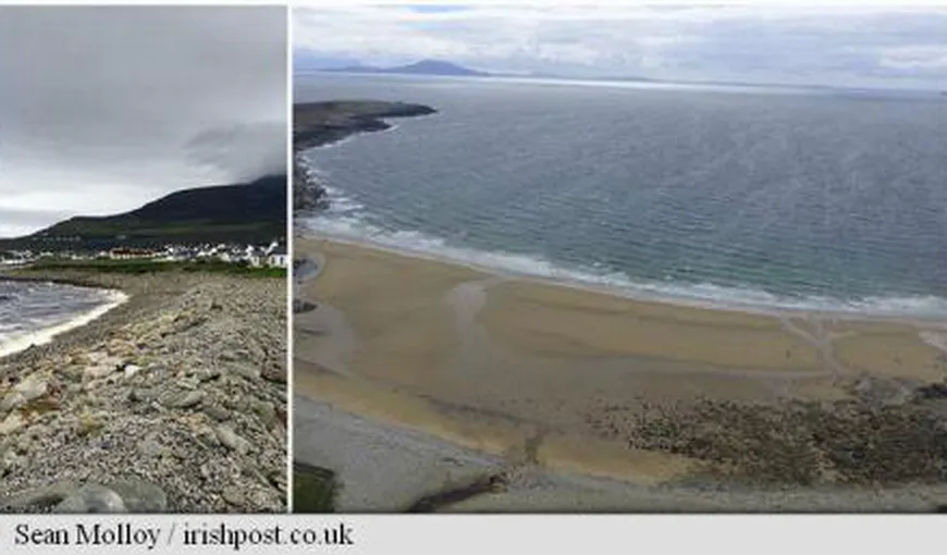 O plajă din Irlanda a reapărut după ce a fost înghiţită complet de Oceanul Atlantic în urmă cu 33 de ani