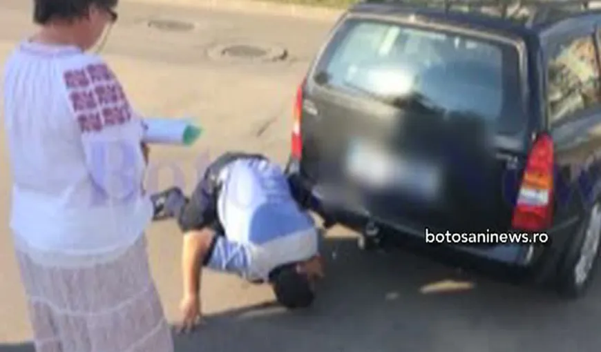 Incident şocant în Botoşani. O femeie a fost târâtă cu maşina zeci de metri