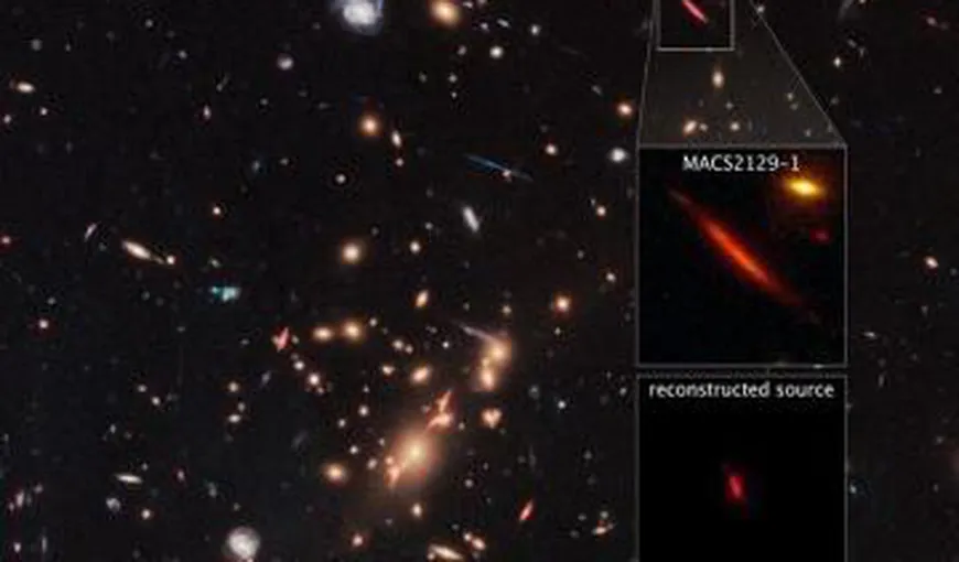 O galaxie „moartă” fotografiată de Hubble datorită efectului de lentilă gravitaţională