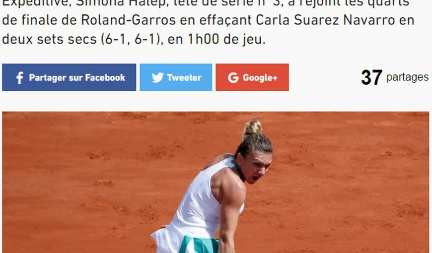 L’Equipe: „Tornada” Halep, în sferturi la Roland Garros; Românca este o serioasă pretendentă la titlu