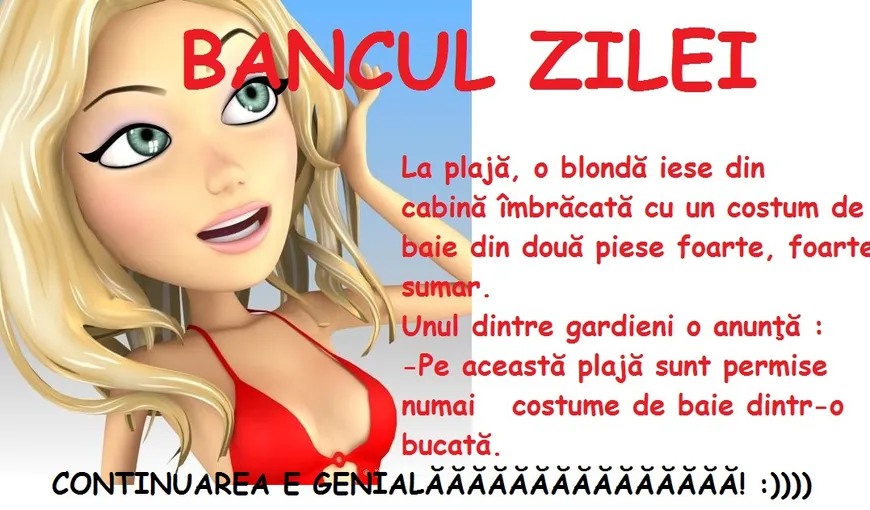 BANCUL ZILEI: O blondă la plajă