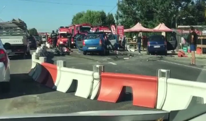 ACCIDENT MORTAL cu trei maşini în Ilfov. Traficul pe DN 1 a fost blocat VIDEO