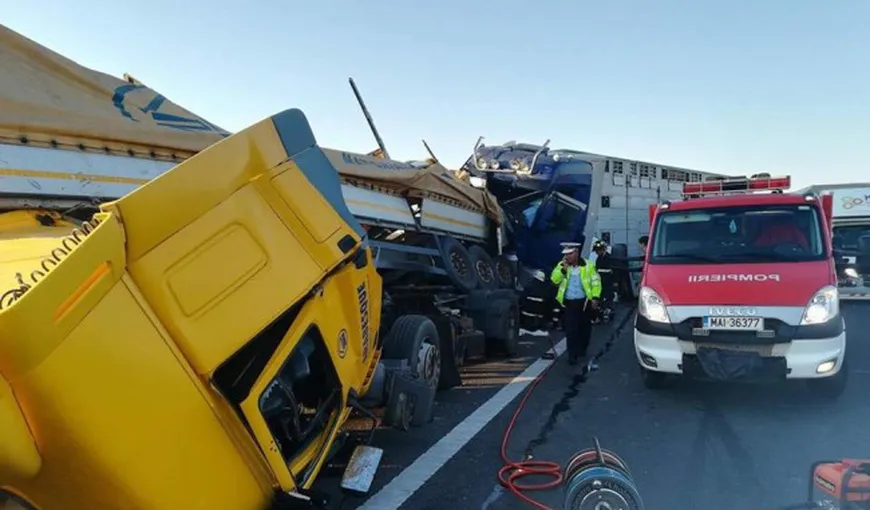 Accident grav pe A1 Arad-Timişoara. Doi şoferi de TIR au murit pe loc