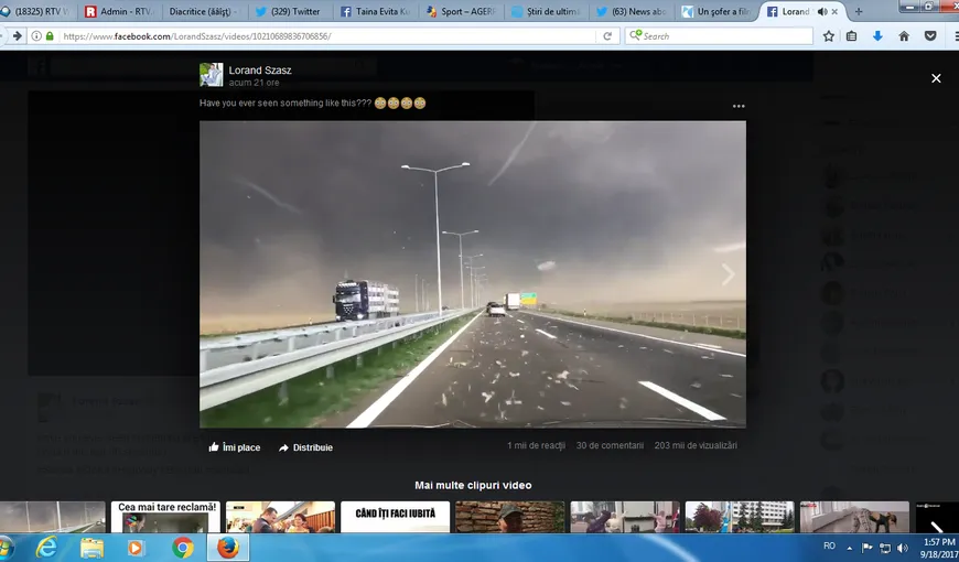 Iadul pe autostradă. Imagini teribile filmate în Serbia, cu furtuna care a ucis 8 oameni în România VIDEO