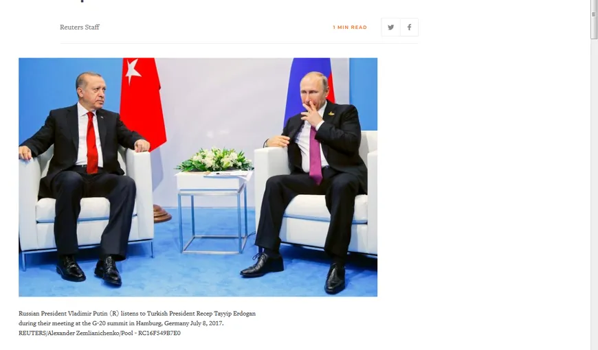Putin se întâlneşte cu Erdogan la Ankara