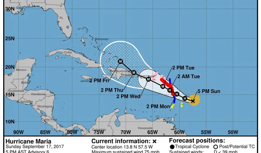 Uraganul Maria se îndreaptă spre Caraibe. În Guadelupa a fost deja emis codul roşu