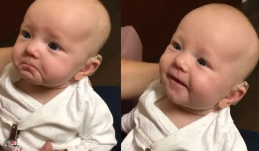 Un bebeluş născut SURD aude pentru prima dată vocea mamei VIDEO EMOŢIONANT