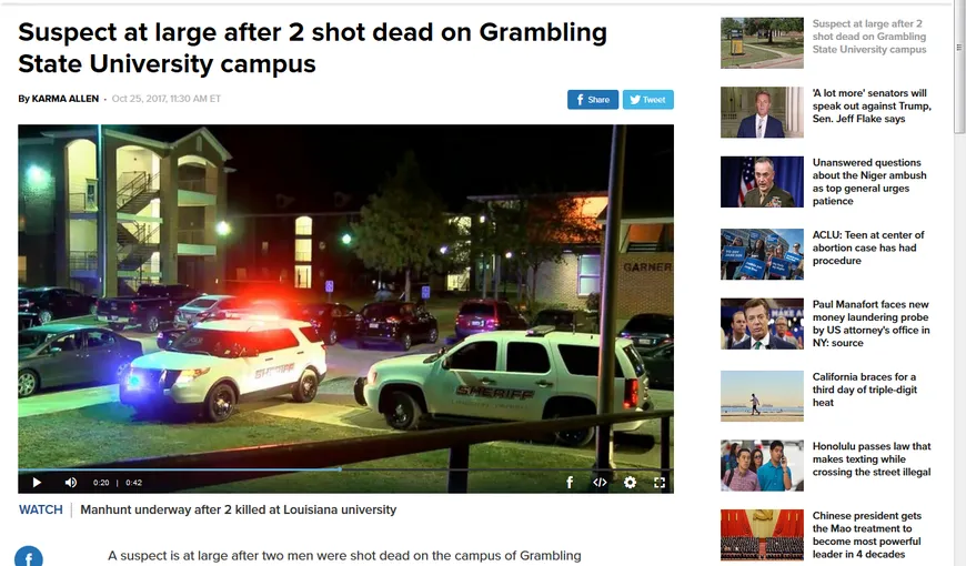 Împuşcături într-un campus universitar din SUA. Cel puţin doi tineri şi-au pierdut viaţa