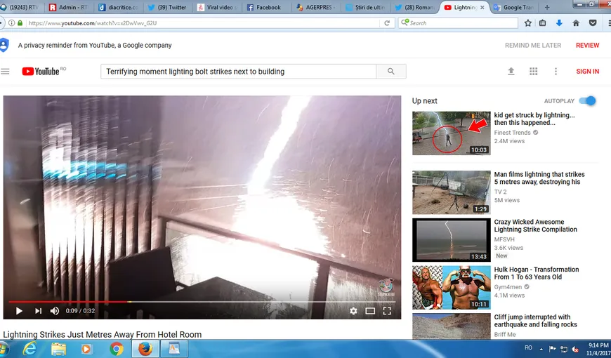 Imagini înspăimântătoare. Momentul de groază când fulgerul loveşte chiar în faţa casei VIDEO