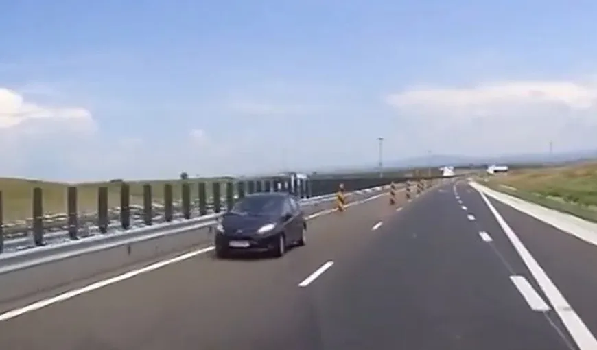 Uluitor. Şofer fotografiat în timp ce mergea pe contrasens pe Autostrada Timişoara – Arad