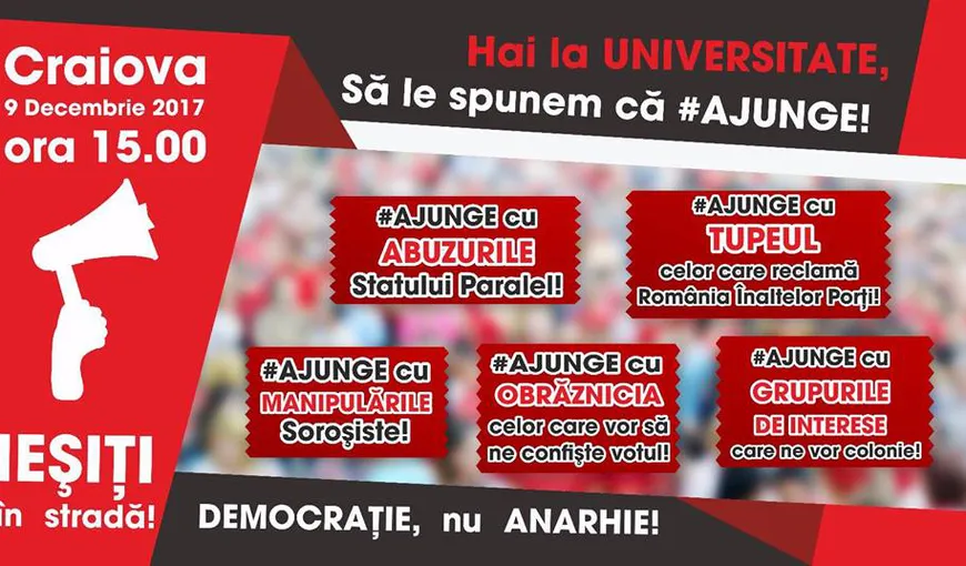 Miting PSD pe 9 decembrie, La Craiova: „Hai la Universitate, să le spunem că AJUNGE”