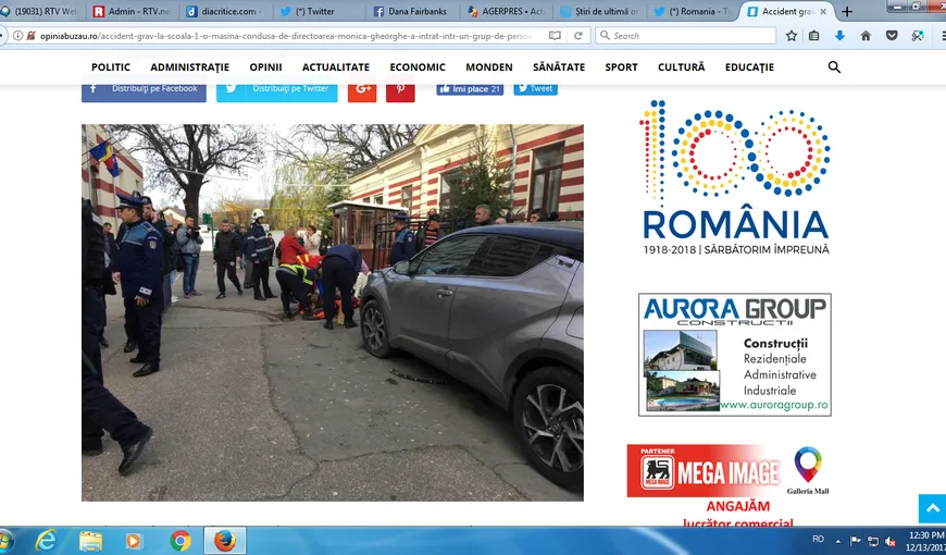 Accident grav în Buzău, la intrarea în curtea Şcolii nr. 1. Directoarea a intrat cu maşina într-un grup de părinţi VIDEO