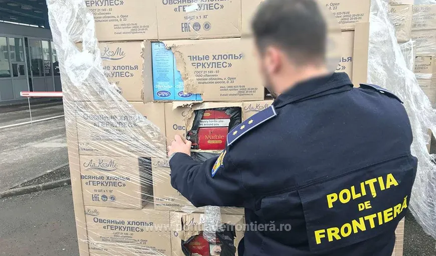 Zeci de mii de pachete de ţigări de contrabandă în valoare de circa 600.000 lei, confiscate de poliţiştii de frontieră