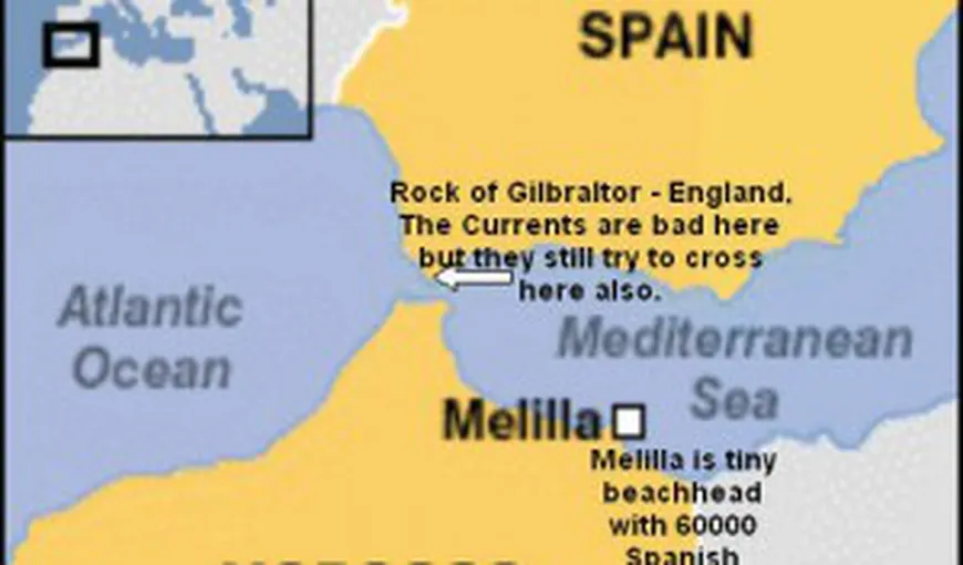 Exclava spaniolă Melilla din Africa, asaltată de persoane care au pătruns cu forţa
