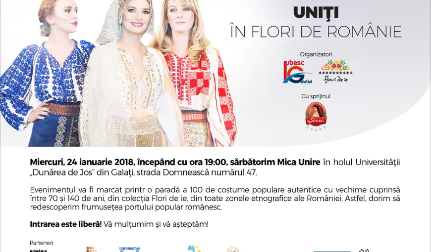 „Uniţi în Flori de RomânIE”, eveniment găzduit de Universitatea Dunărea de Jos, de ziua Micii Uniri