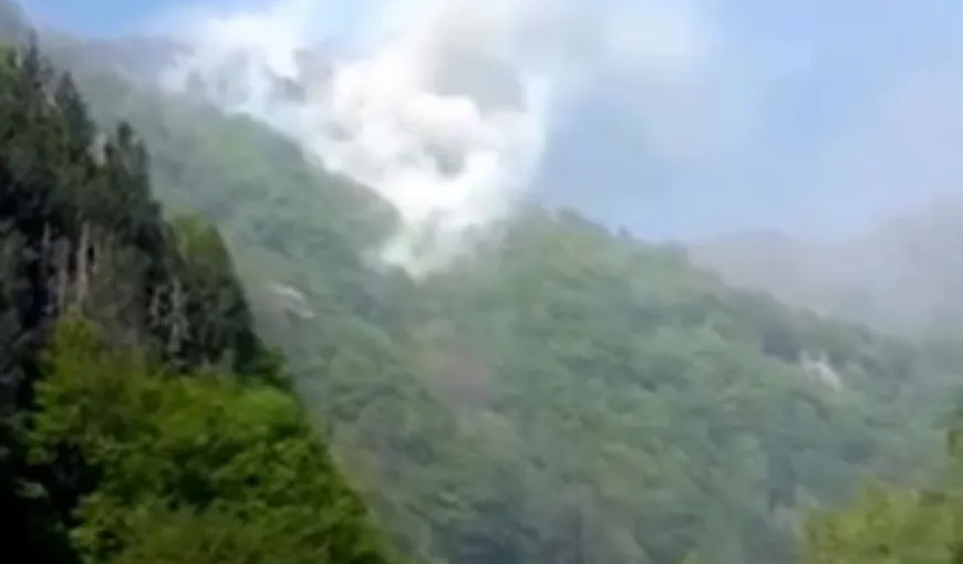Incendiu de vegetaţie lângă Cetatea Poenari, turiştii au fost evacuaţi UPDATE