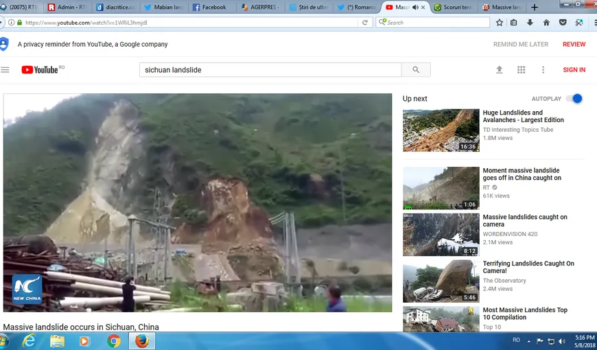 Alunecare de teren de mari proporţii, oamenii sunt îngroziţi. Imagini dramatice cu muntele care o ia la vale VIDEO