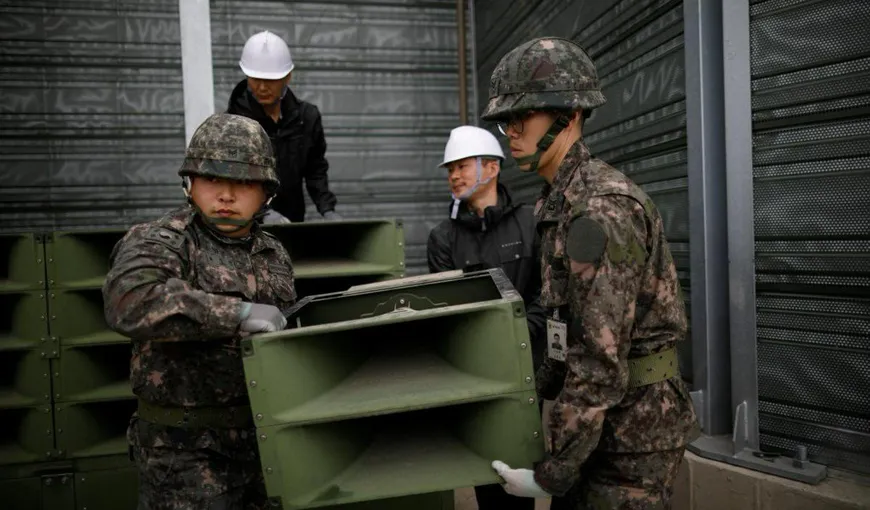 Cele două Corei încep să demonteze difuzoarele de la frontieră, folosite pentru propagandă