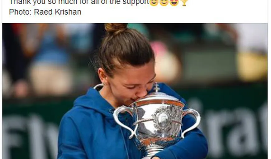 Simona Halep, mesaj emoţionant pentru fani după ce a câştigat Roland Garros