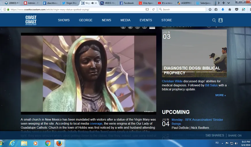 Creştinii sunt îngroziţi. Statuia Fecioarei Maria care plânge cu lacrimi de sânge, vestind că Apocalipsa e aproape VIDEO