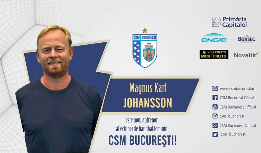 Magnus Karl Johansson, noul antrenor al echipei feminine de handbal CSM Bucureşti