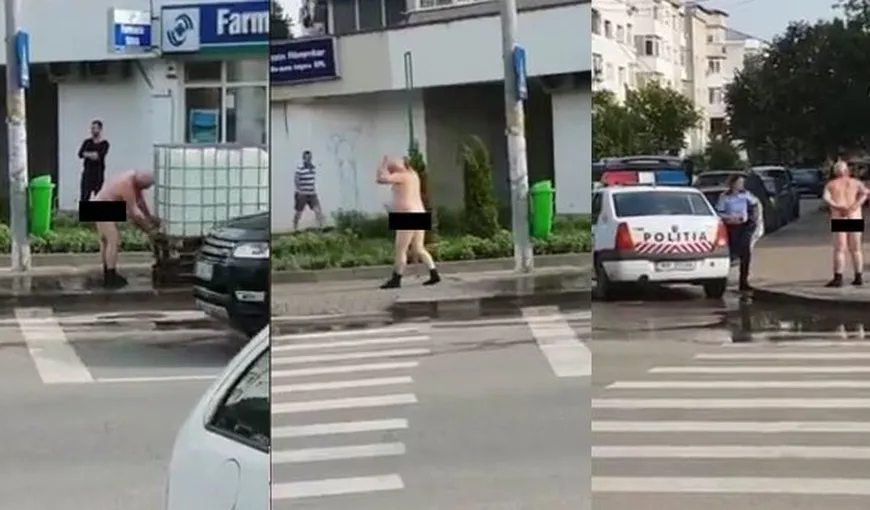 Protest inedit la Bacău: Un bărbat a ieşit în pielea goală să facă baie în faţa blocului