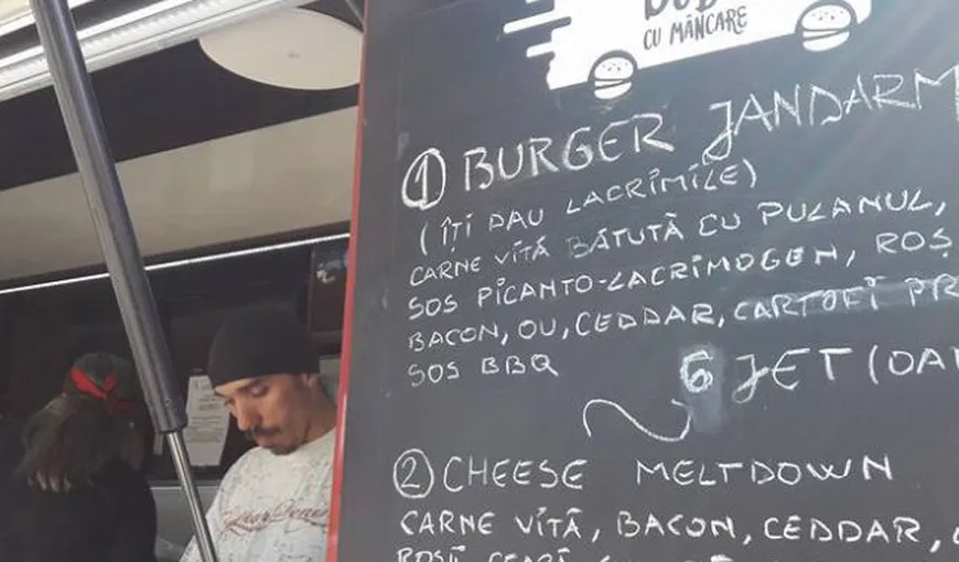 La Timişoara se vinde burgerul „Jandarm cu carne de vită bătută cu pulanul şi sos picanto-lacrimogen”
