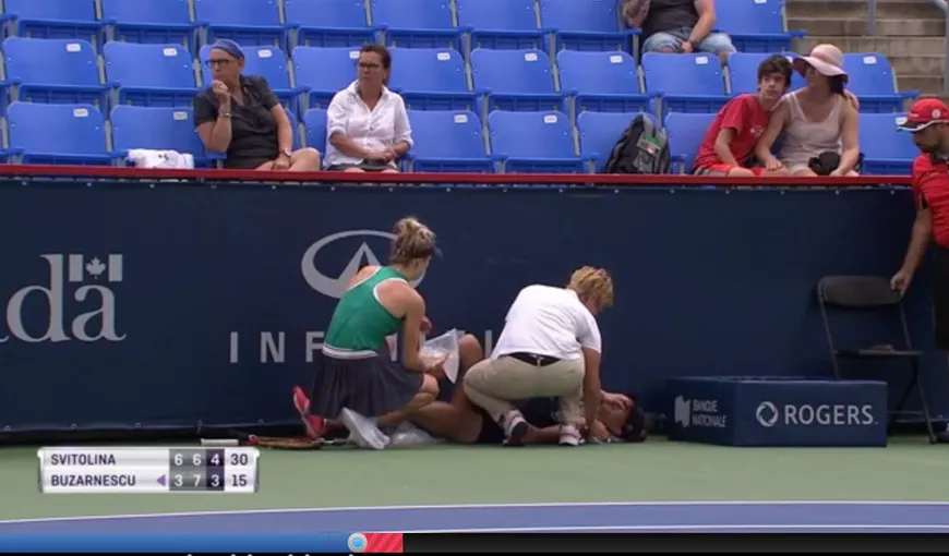Mihaela Buzărnescu, abandon dramatic în turul al doilea la Montreal. A ieşit din arenă într-un scaun cu rotile