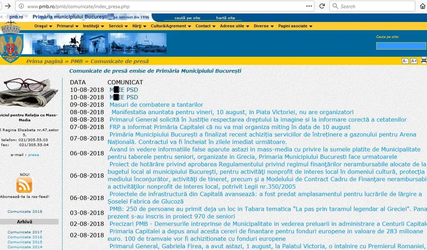 Site-ul Primăriei Municipiului Bucureşti, atacat de hackeri. Sloganul anti-PSD, printre comunicatele de presă