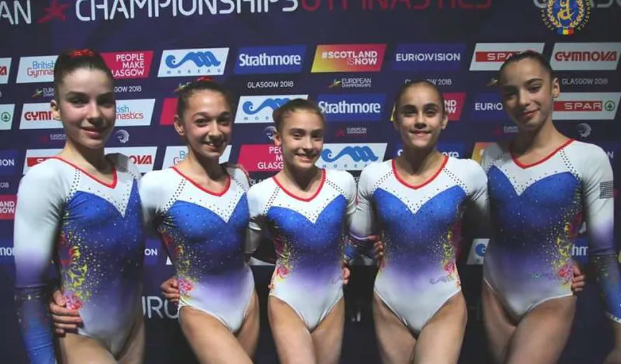 Echipa de gimnaste junioare a României, clasată pe locul 4 la Campionate Europene 2018 de la Glasgow