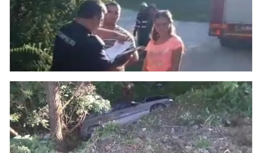 Maşină fără frâne, căzută în râpă. O tânără de 18 ani a fost rănită VIDEO