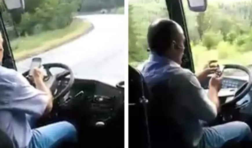 30 de oameni, în pericol din cauza unui şofer de autobuz. Bărbatul a fost filmat de pasageri în timp ce se joacă pe telefon la volan
