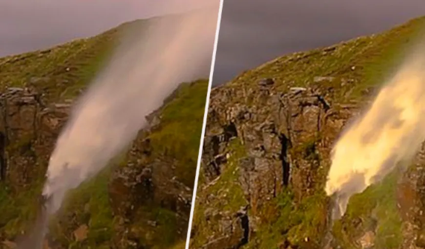 FENOMEN SPECTACULOS. Apele unei cascade mari din Anglia îşi inversează cursul VIDEO