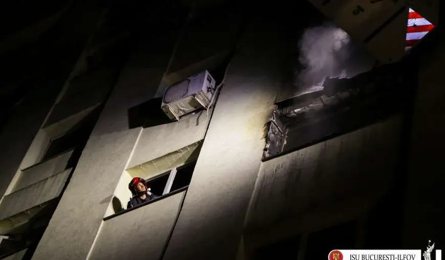 Incendiu într-un bloc din Capitală: un bărbat a fost intoxicat cu fum