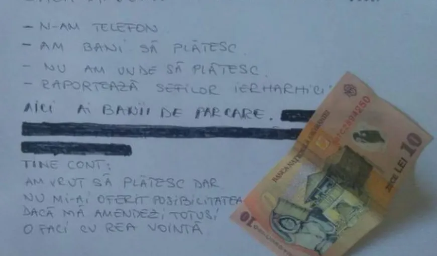 Bilet de parcare adresat poliţiei din Constanţa devenit viral pe reţelele de socializare