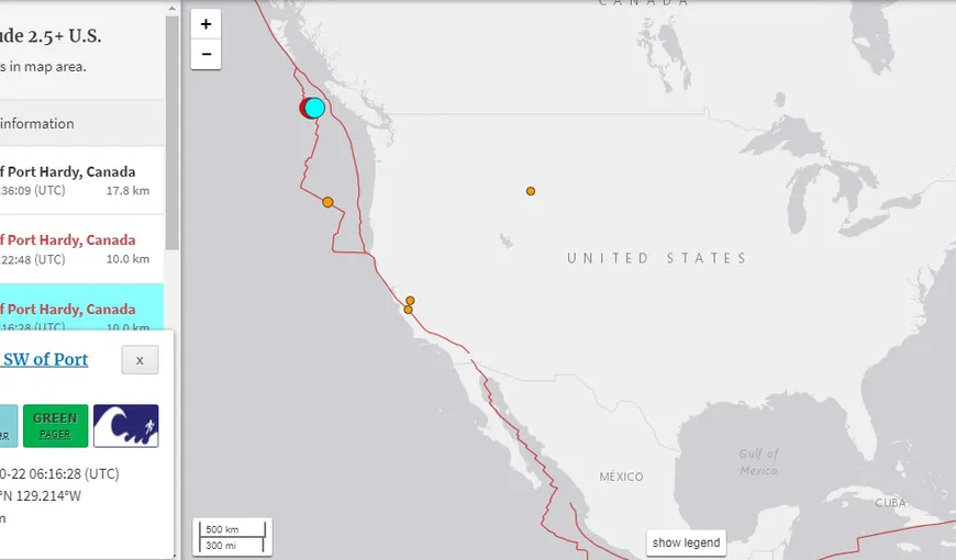 Val de cutremure în Canada. Cel mai puternic a avut magnitudinea 6.8 pe scara Richter