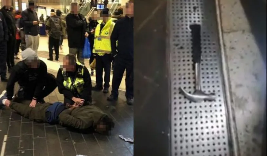 Un grup de români a imobilizat un bărbat agresiv care lovea oamenii cu un ciocan în metroul londonez. Nu daţi în el!