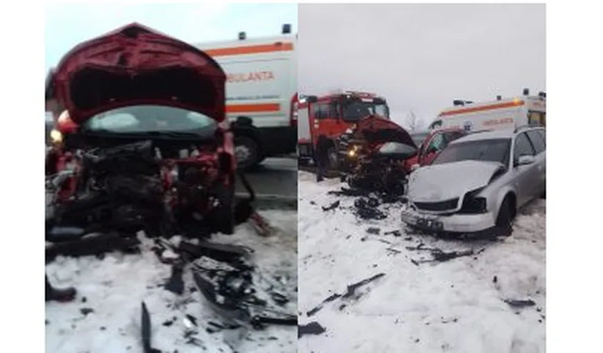 Accident grav în Gorj: Două maşini s-au ciocnit frontal. Şase persoane sunt rănite