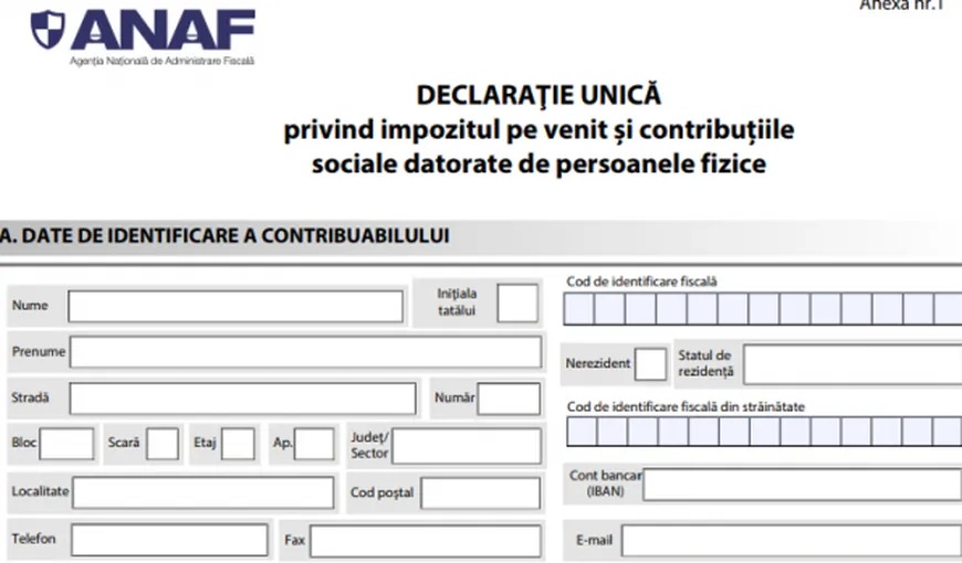 Declaraţia Unică de Venit, schimbată de ANAF. Cum arată documentul care va da bătăi de cap pentru milioane de români