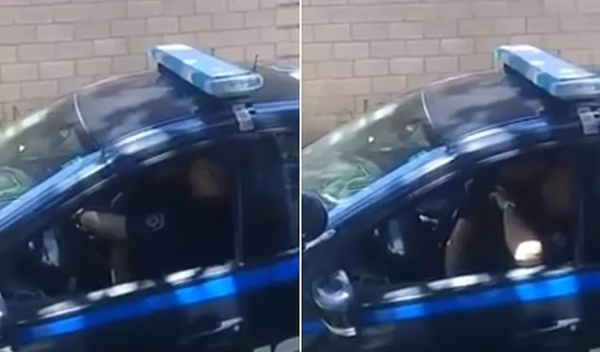 Amor nebun în maşina de poliţie. Un trecător a filmat totul, iar imaginile au fost postate pe Facebook VIDEO