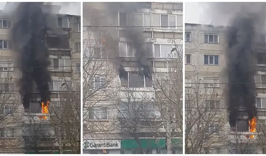 Incendiu puternic într-un bloc din Timisoara. Locatarii s-au autoevacuat