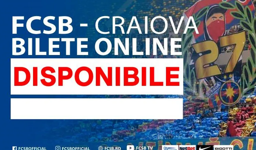 FCSB CSU CRAIOVA BILETE. S-au pus în vânzare bilete la meciul FCSB – CSU Craiova. Unde se găsesc şi cât costă
