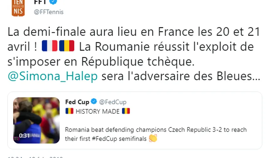 România va întâlni Franţa în semifinalele Fed Cup. Ce scriu francezii despre Simona Halep