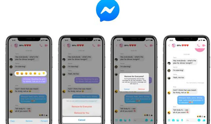 Facebook anunţă noi modificări. Utilizatorii pot şterge mesajele expediate în Messenger