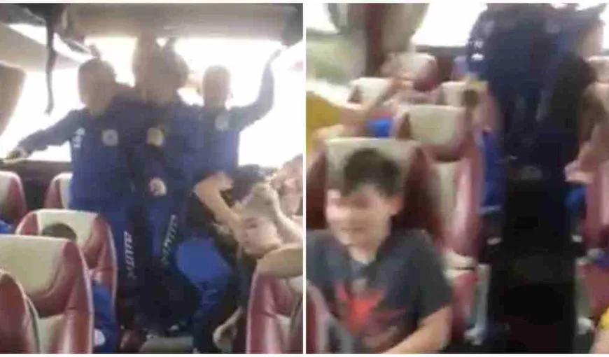 IMAGINI ŞOCANTE cu o echipă de fotbal de copii din România. Autocar transformat în „club de manele” VIDEO