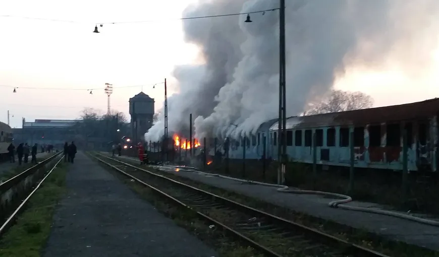 Incendiu la un tren în gara Timişoara Nord