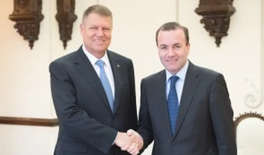 Manfred Weber şi Klaus Iohannis la summit-ul liderilor locali şi regionali ai PPE, la Bucureşti